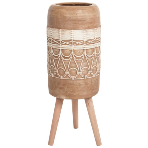 Doniczka na stojaku 29 x 29 x 82 cm jasnobrązowa DRYOPTERIS