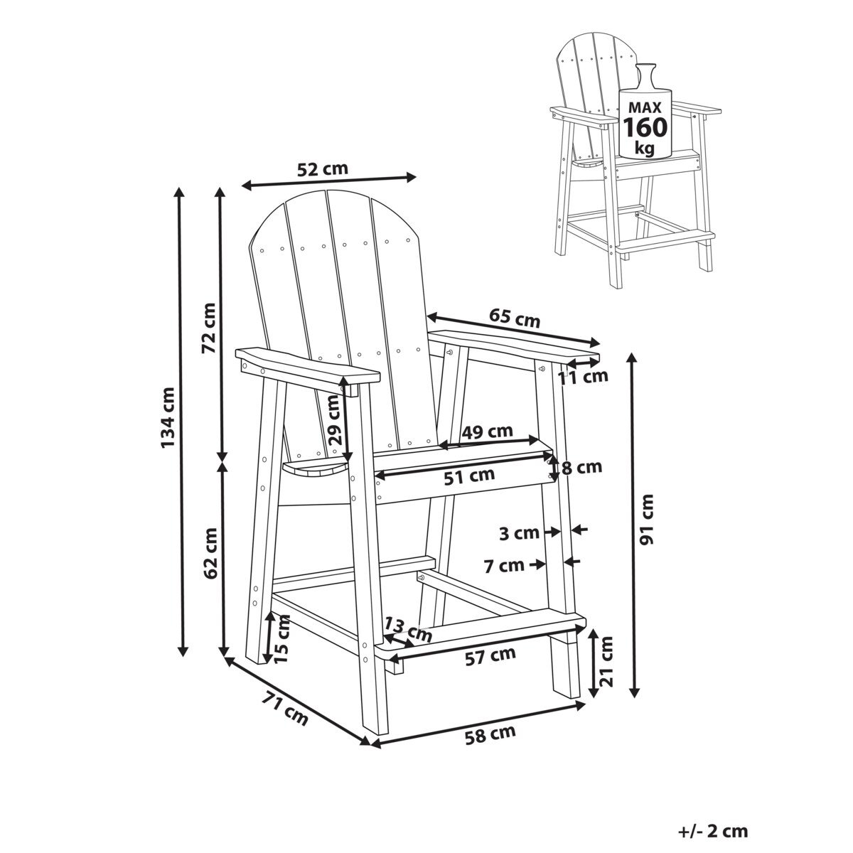 Krzesło barowe Materiał syntetyczny Ciemnoszary ADIRONDACK