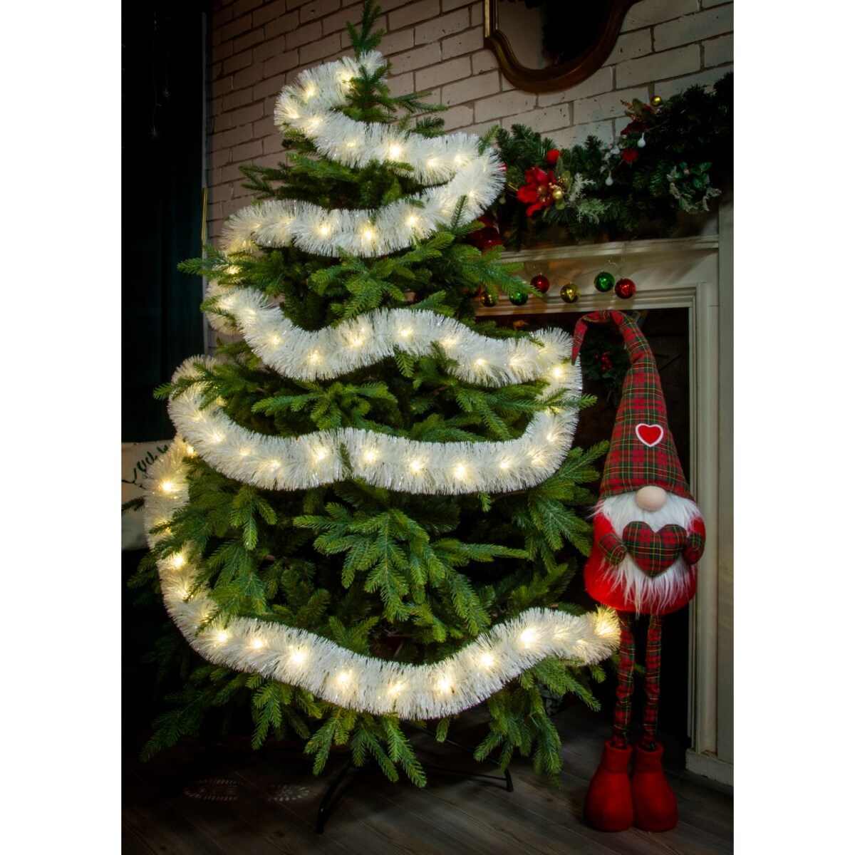 Łańcuch Led Choinkowy Biały Na Baterie Świąteczny Na Choinkę 6 Metrów