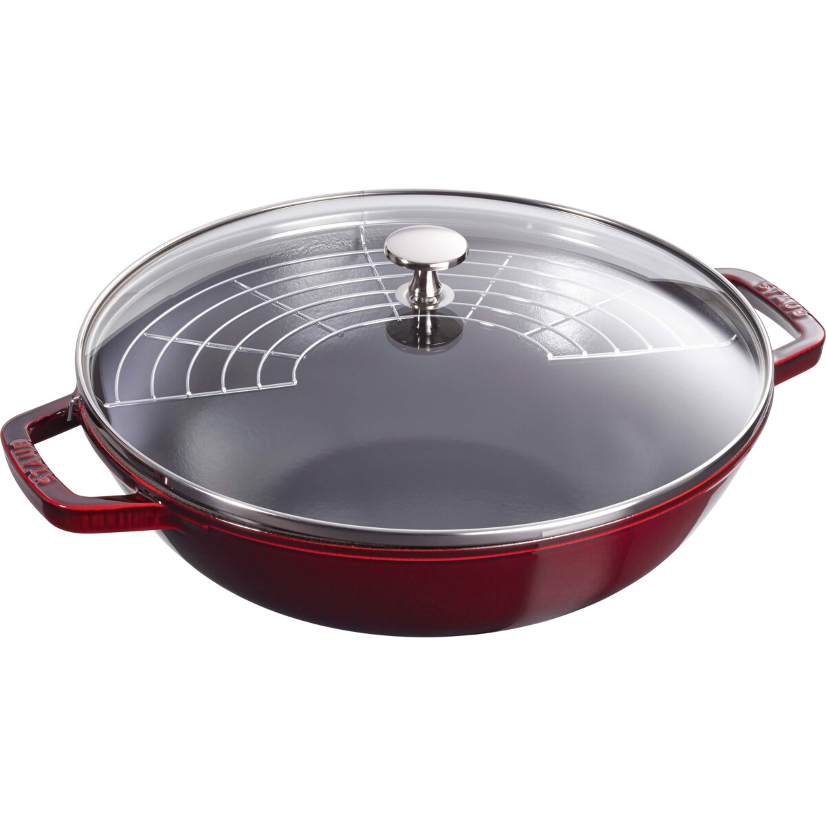 Wok żeliwny z pokrywką Staub - 30 cm, Grenadynowy