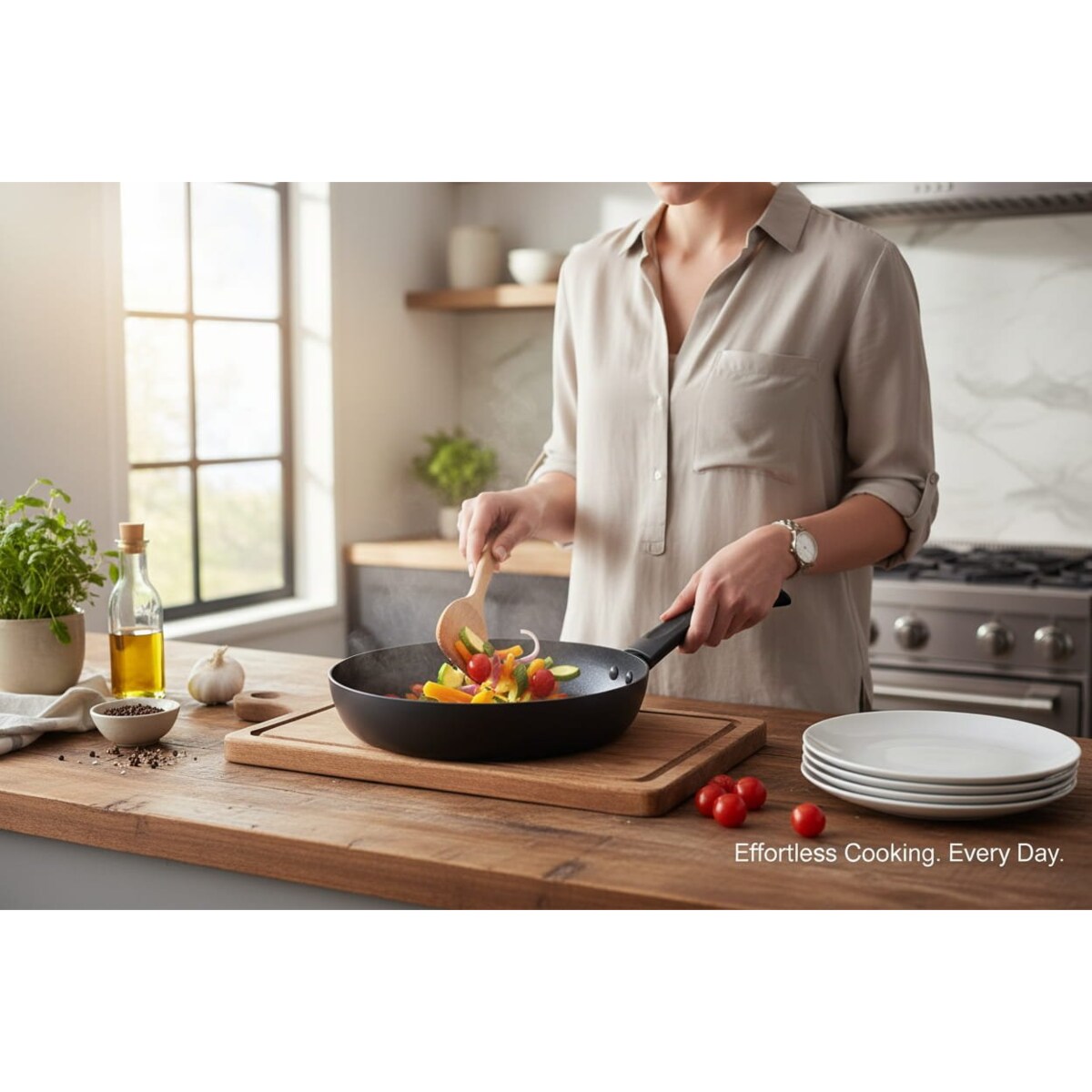 Patelnia tradycyjna do smażenia 28 cm nieprzywierająca NON-STICK czarna indukcja na gaz ZILNER