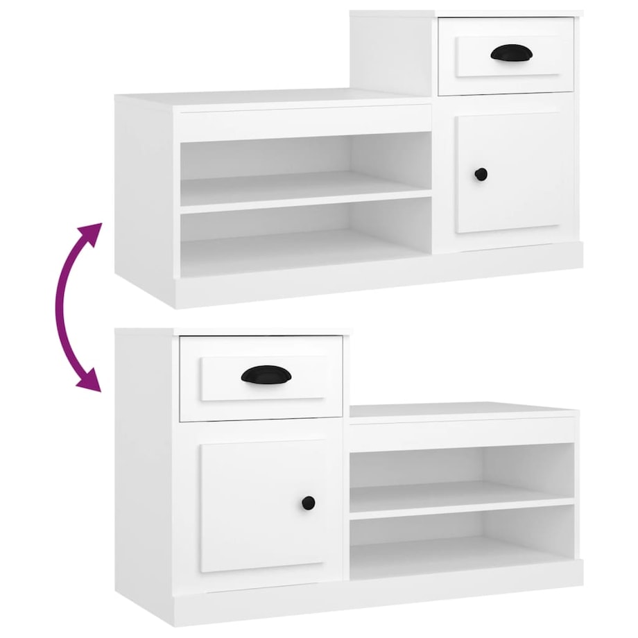 vidaXL Szafka na buty, biała, 100x42x60 cm, materiał drewnopochodny