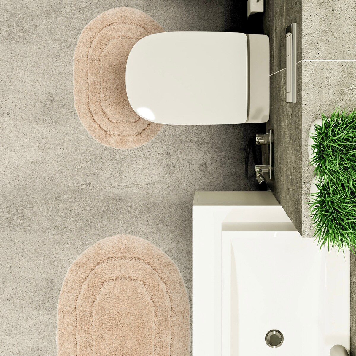 Zestaw 2szt Dywanik łazienkowy Soft 40x60 cm antypoślizgowy owalny beżowy