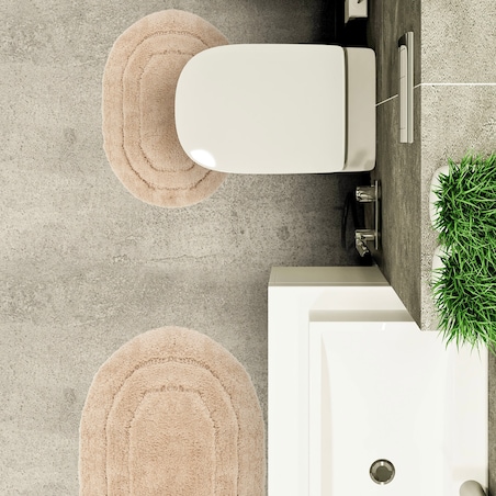 Zestaw 2szt Dywanik łazienkowy Soft 40x60 cm antypoślizgowy owalny beżowy