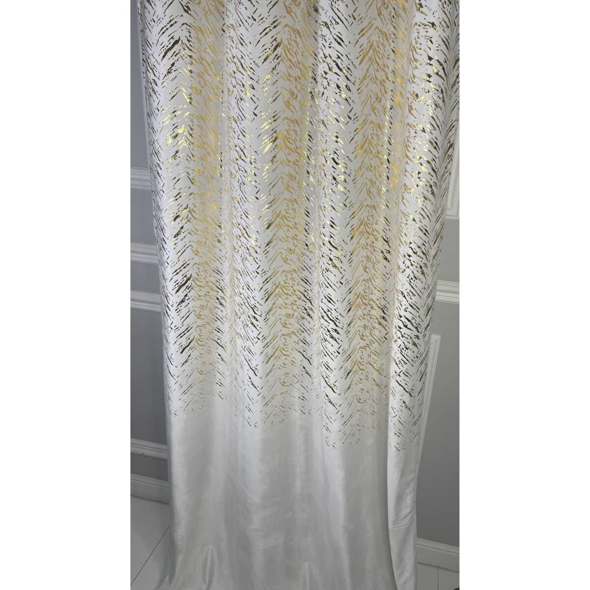 zasłona welurowa "velvet glow" złoty print 140x250 cm przelotki biała