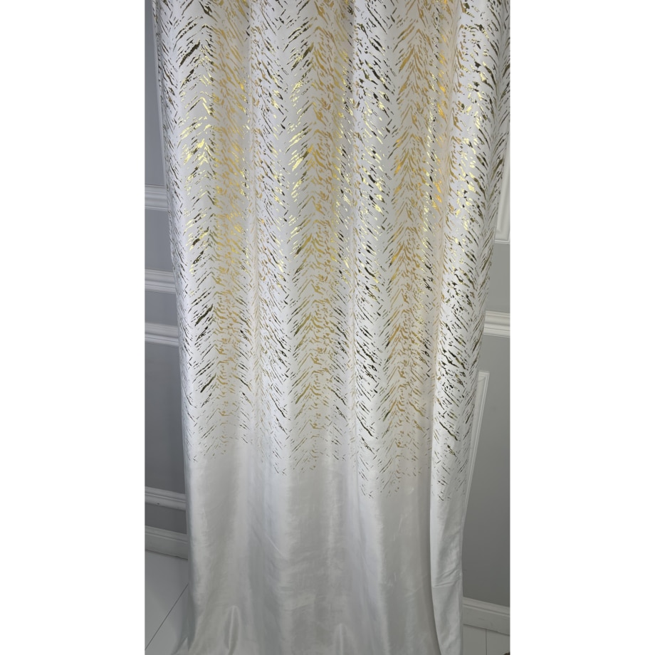 zasłona welurowa "velvet glow" złoty print 140x250 cm przelotki biała