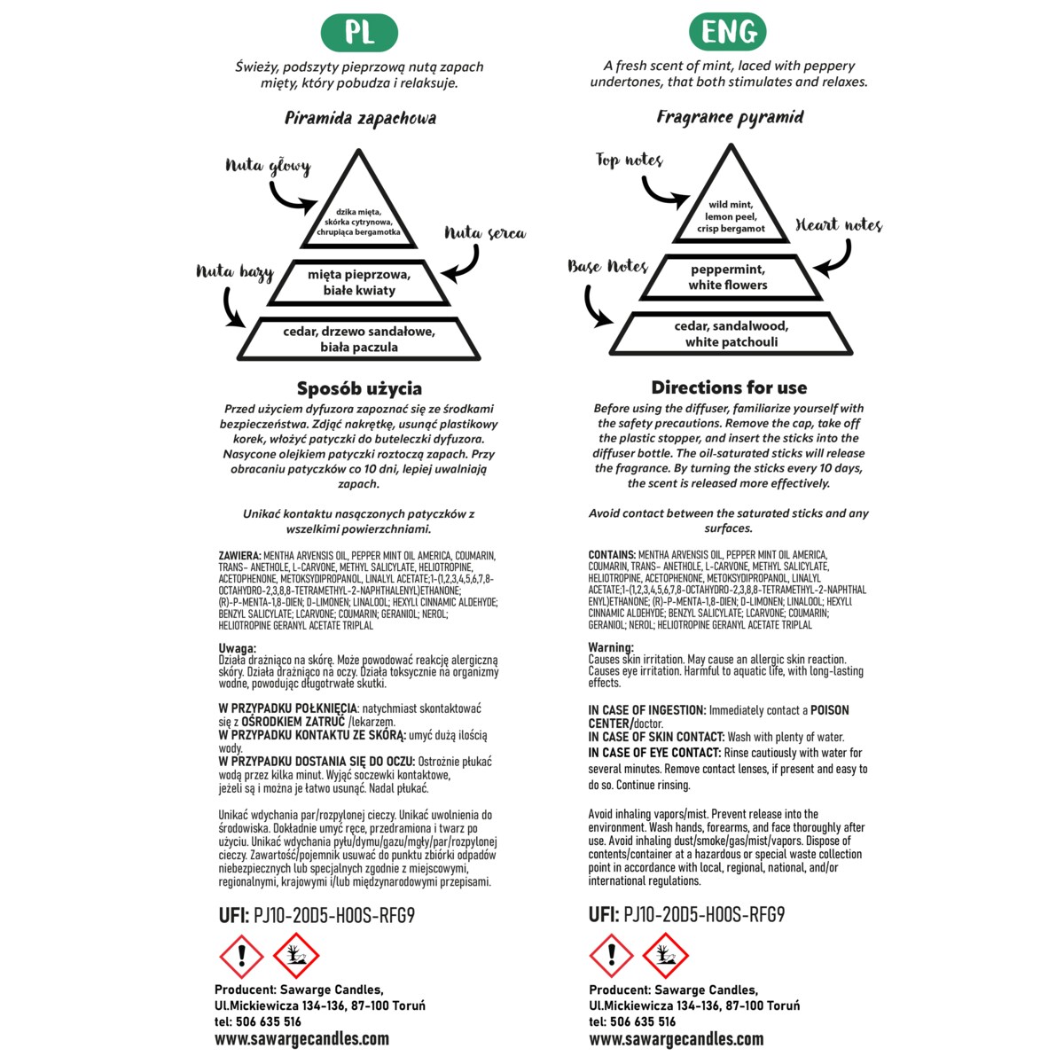 Dyfuzor Zapachowy Marble / Mięta 100 ml