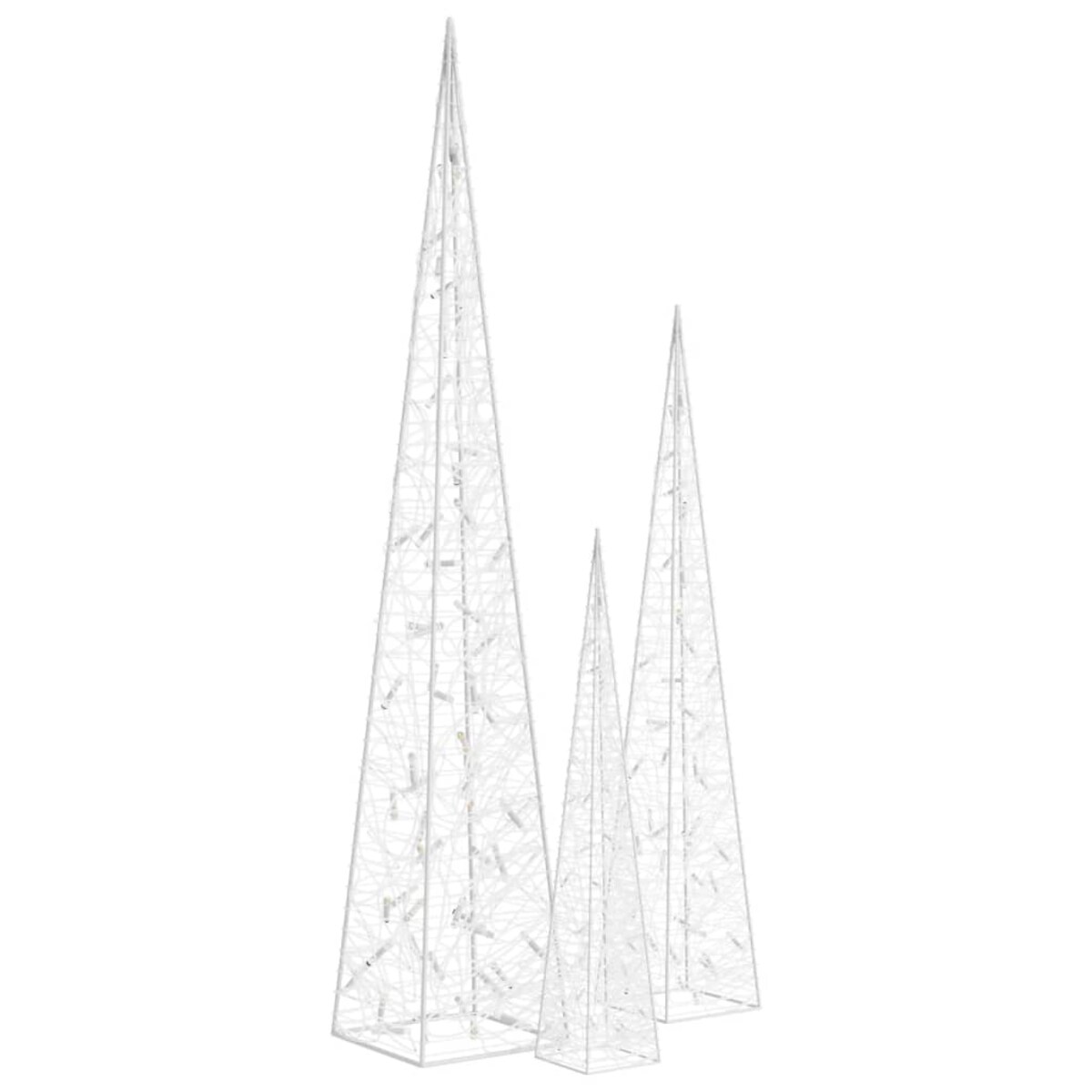 vidaXL Zestaw stożków dekoracyjnych, niebieski, LED, 60/90/120 cm