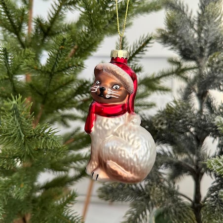 VILLA ITALIA Bombka szklana KOT jasny 9,5 cm