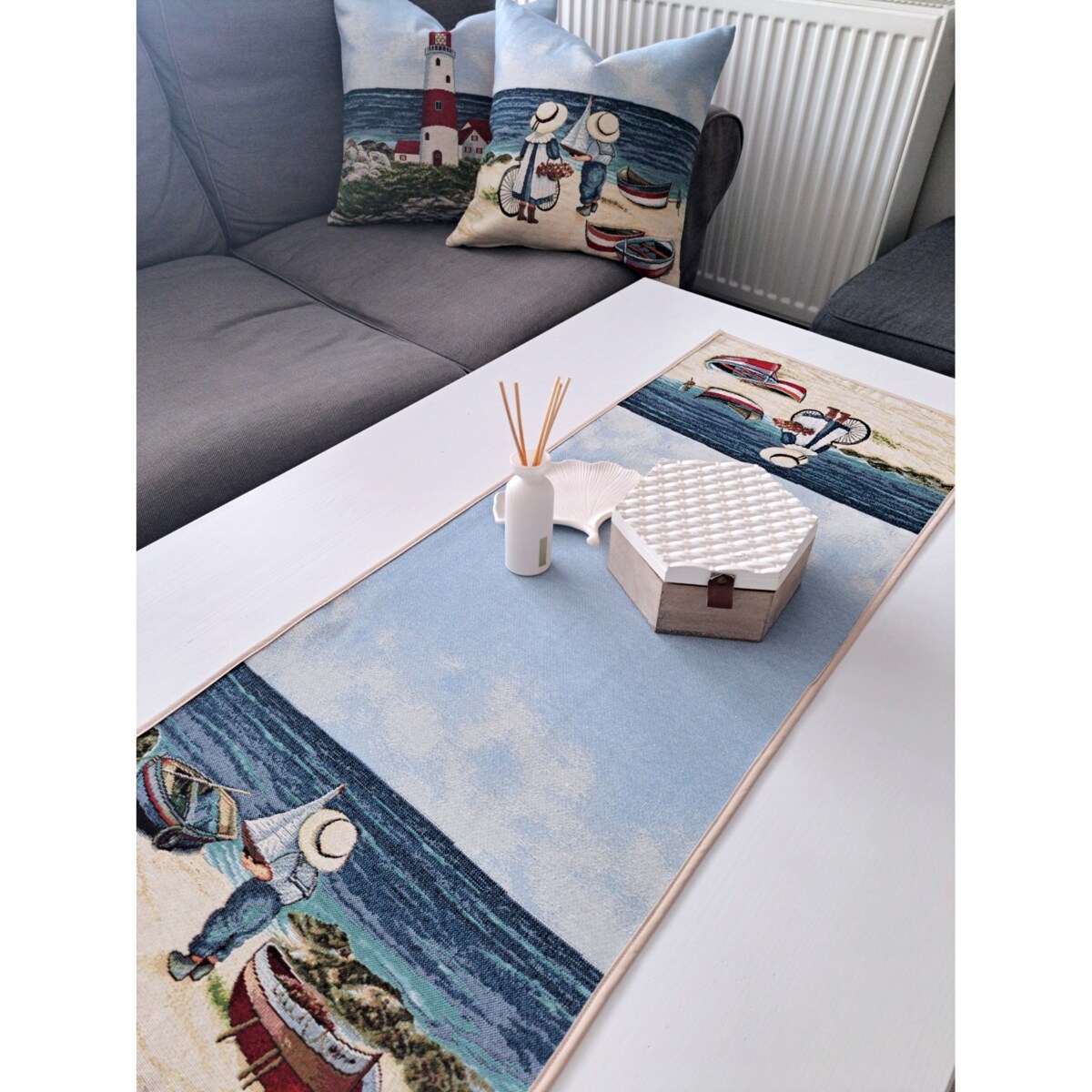 Poszewka Na Poduszkę Jasiek 45X45 Cm Żakardowa Dekoracyjna Ozobna Latarnia