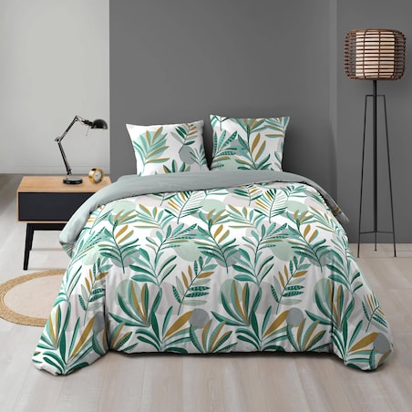 Zestaw pościeli ze wzorem liści, LOUNA, 240 x 220 cm