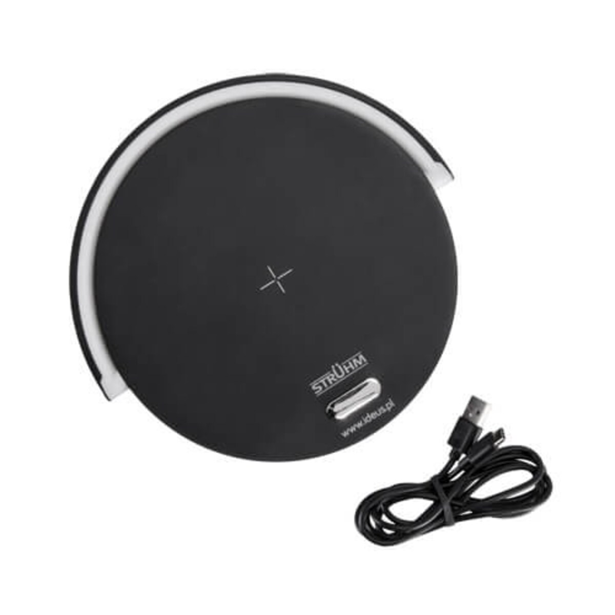 Biurkowa LAMPKA stojąca SATURN 03863 Ideus stołowa LAMPA okrągła LED 10W 4000K z przewodem USB-C czarna