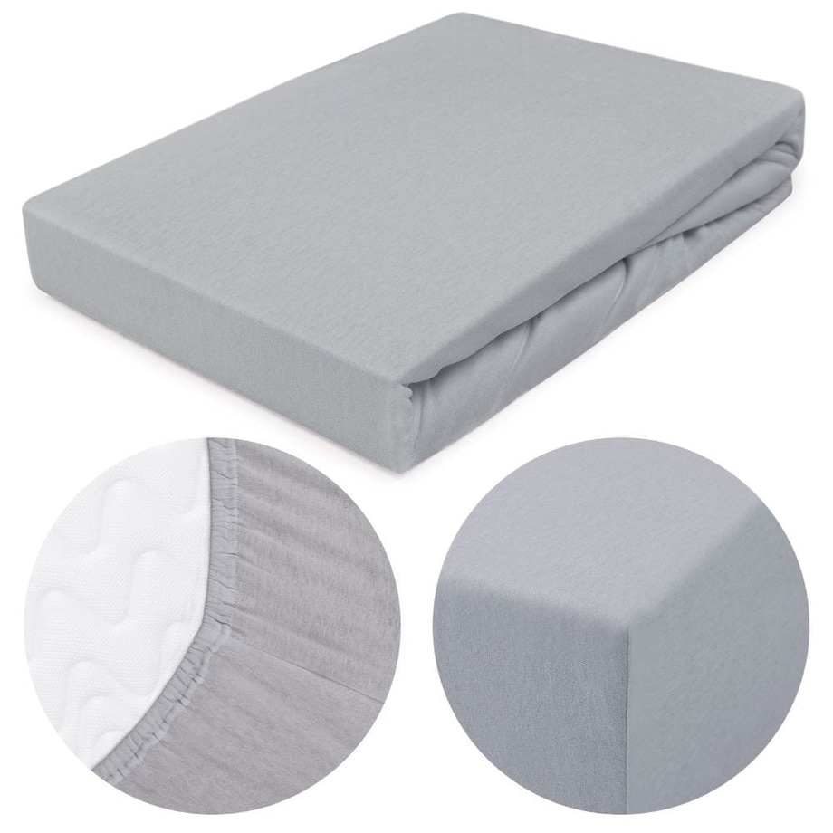 Prześcieradło z bawełny jersey z gumką 200x220 kolor popiel PREMIUM