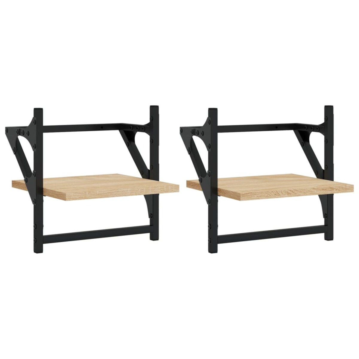 vidaXL Półki ścienne z drążkami, 2 szt., dąb sonoma, 30x25x30 cm