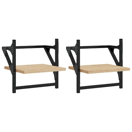 vidaXL Półki ścienne z drążkami, 2 szt., dąb sonoma, 30x25x30 cm