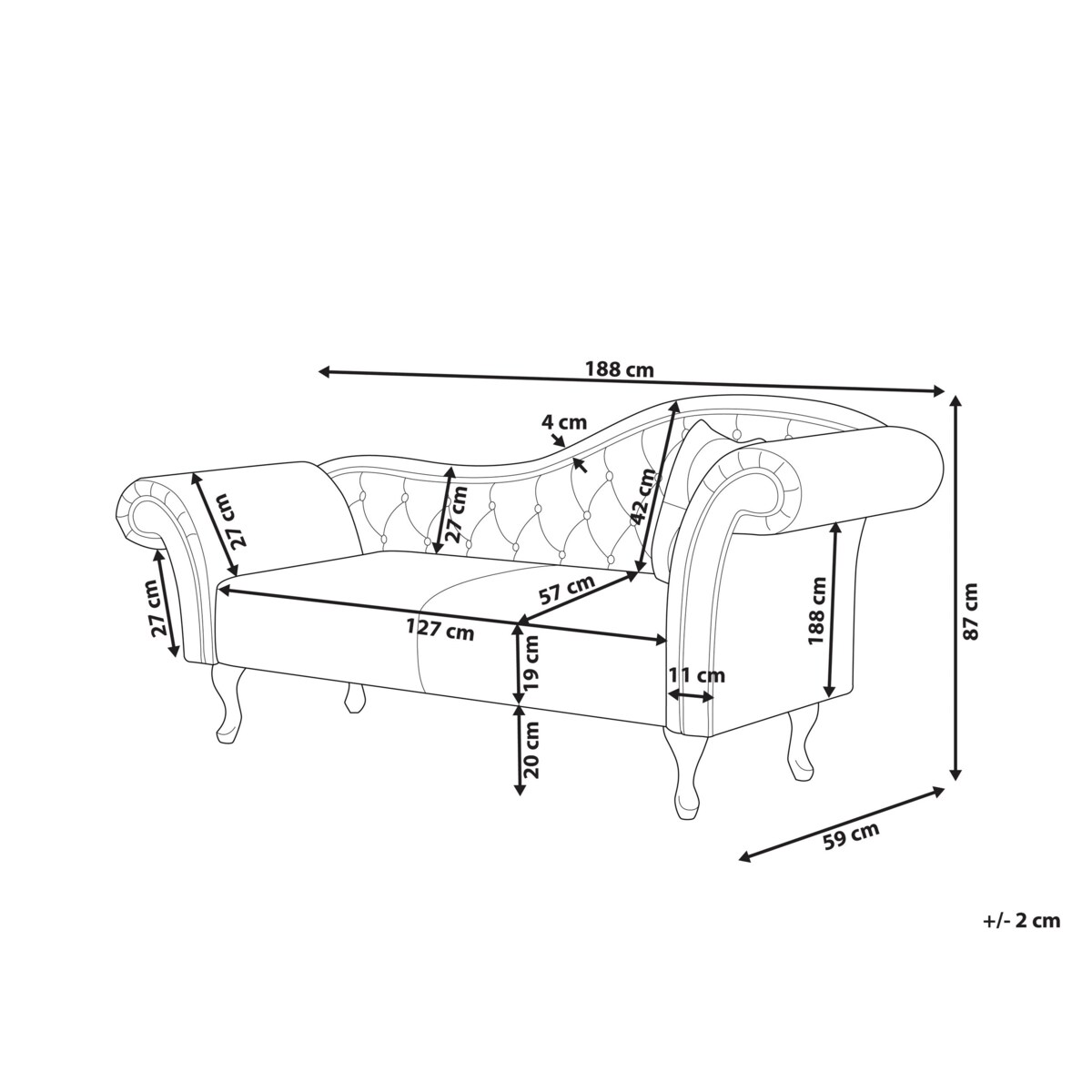 Szezlong welurowy prawostronny różowy LATTES
