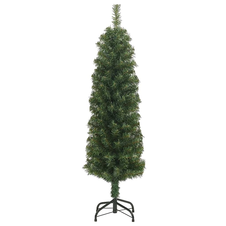 vidaXL Smukła sztuczna choinka ze stojakiem, zielona, 120 cm, PVC