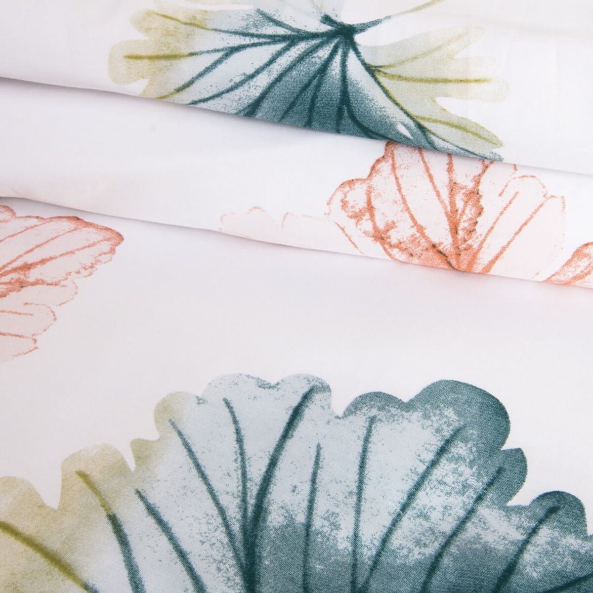 Pościel satyna bawełniana 180x200 Satynlove biała w pastelowe liście