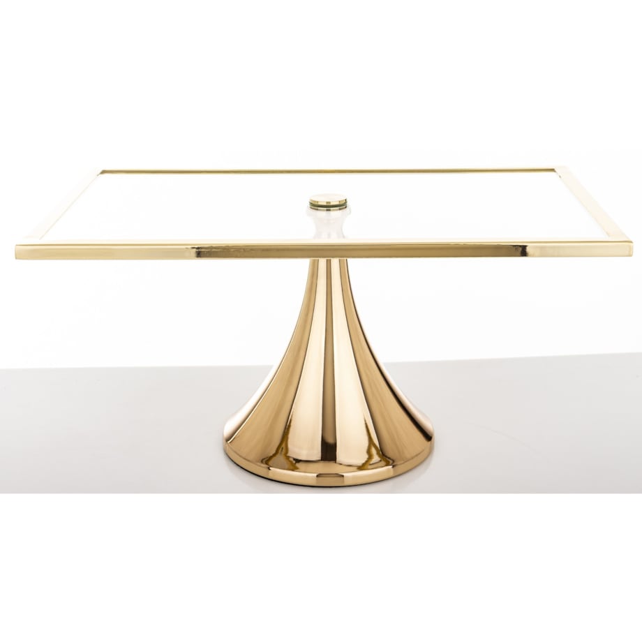 Szklana patera prostokątna 17x34x22 cm złota