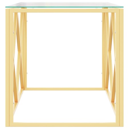 vidaXL Stolik kawowy, 110x45x45 cm, stal nierdzewna i szkło