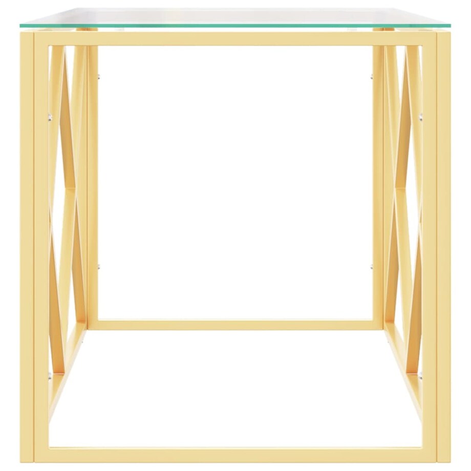 vidaXL Stolik kawowy, 110x45x45 cm, stal nierdzewna i szkło