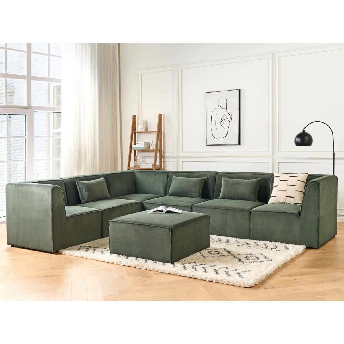 Otomana sztruksowa ciemnozielona LEMVIG