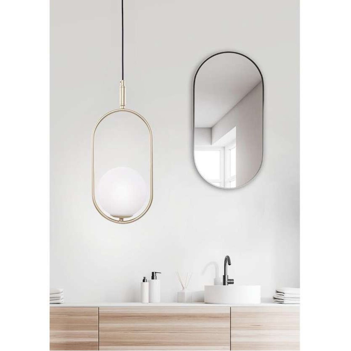 Wisząca LAMPA modernistyczna CORDEL 31-73457 Candellux metalowa OPRAWA zwis szklana kula ball mosiężna biała