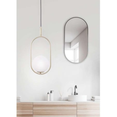 Wisząca LAMPA modernistyczna CORDEL 31-73457 Candellux metalowa OPRAWA zwis szklana kula ball mosiężna biała