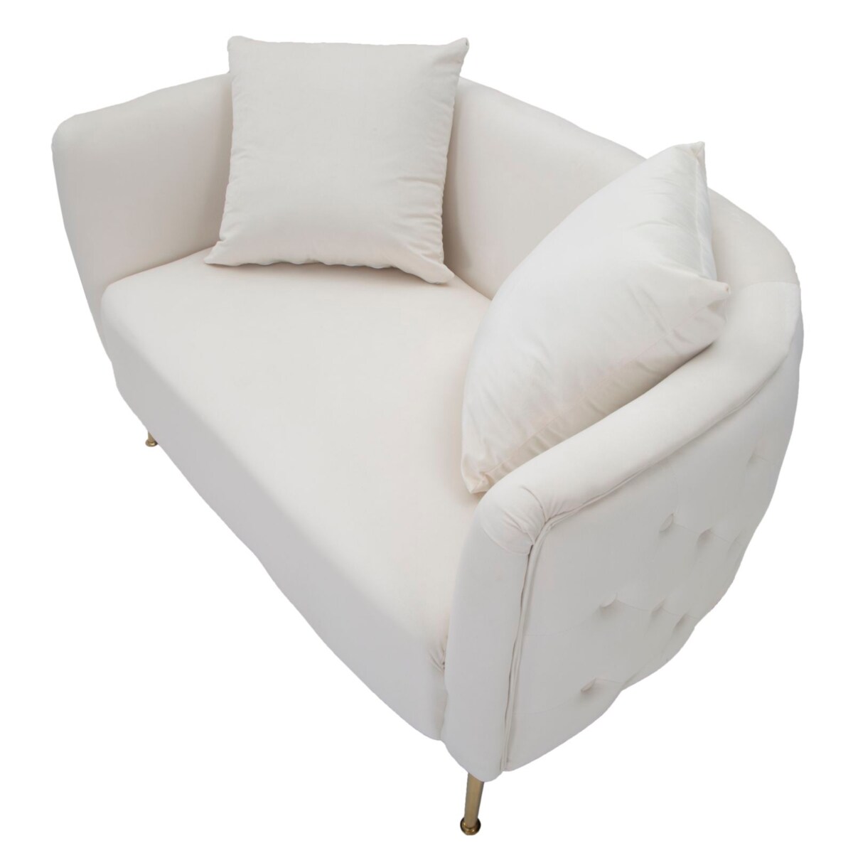 Sofa Bucarest, kolor kremowy i złoty, tkanina, sklejka i metal, 127 x 74 x 73 cm, do salonu, Mauro Ferretti