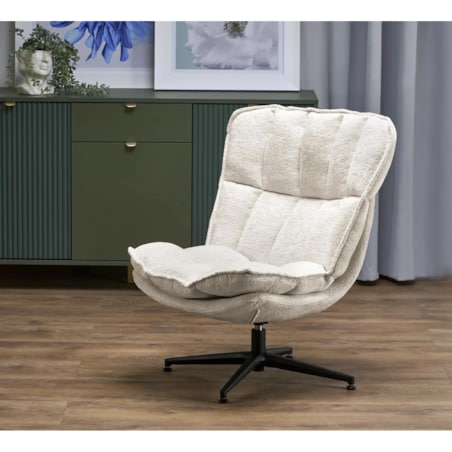 Fotel tapicerowany FOFANA kremowy obracany