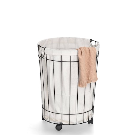Metalowy kosz na pranie na kółkach, Ø 44 x 55 cm