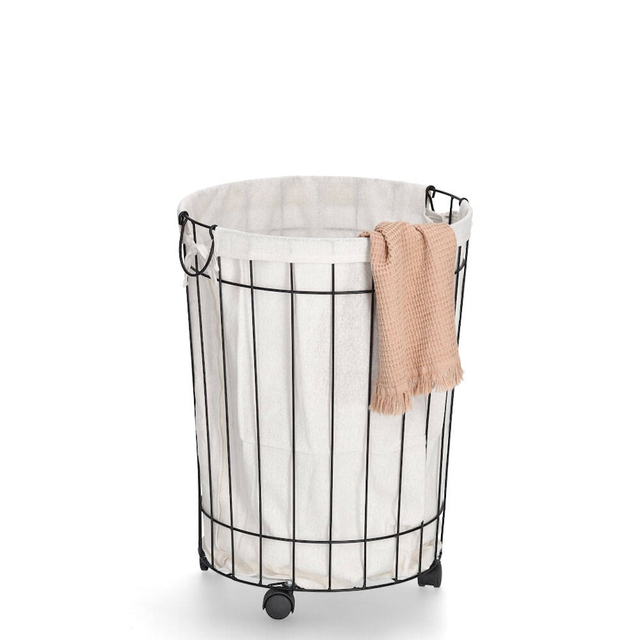 Metalowy kosz na pranie na kółkach, Ø 44 x 55 cm