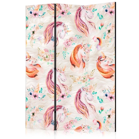 Parawan dwustronny Dla dzieci 135x172 cm 3-częściowy beżowy