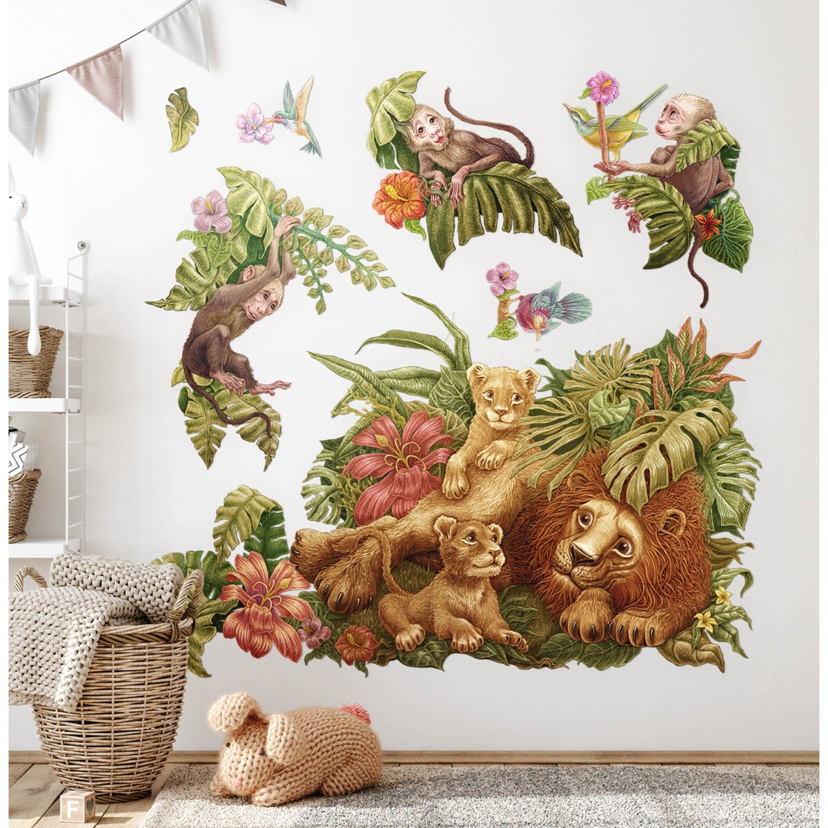 Zestaw naklejek na ścianę, Safari tropikalne, 100cm
