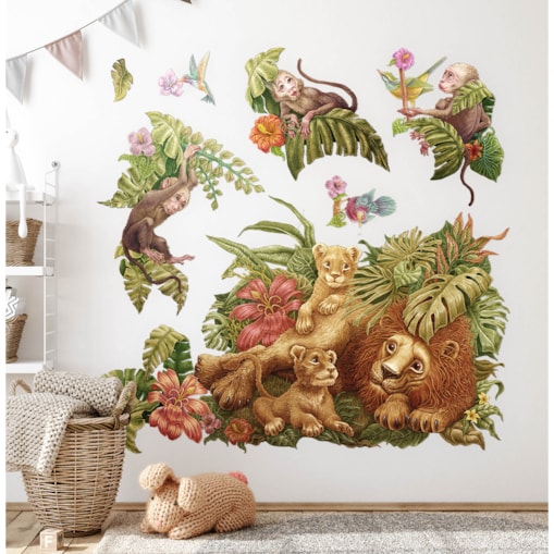 Zestaw naklejek na ścianę, Safari tropikalne, 100cm