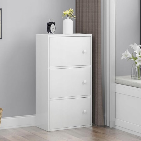 Nowoczesna pojemna komoda szafka duża biała skandynawski loft retro 3 półki