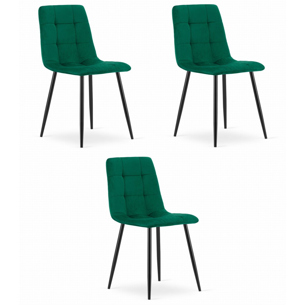 Krzesło Do Jadalni Kuchni Salonu Kara - Ciemna Zieleń Aksamit X 3