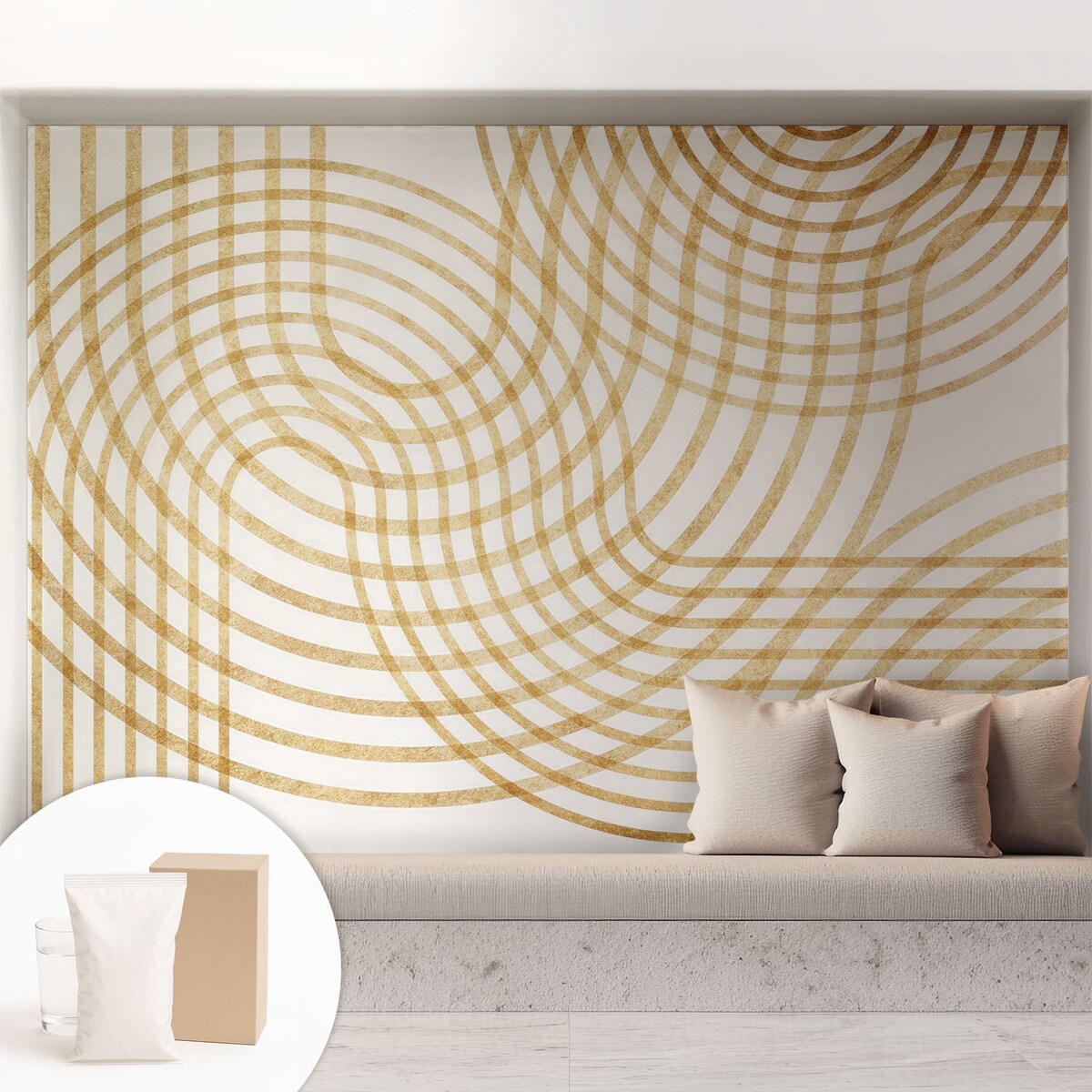 Fototapeta flizelinowa 208x146 cm - Geometryczne sploty, tapeta ścienna biała