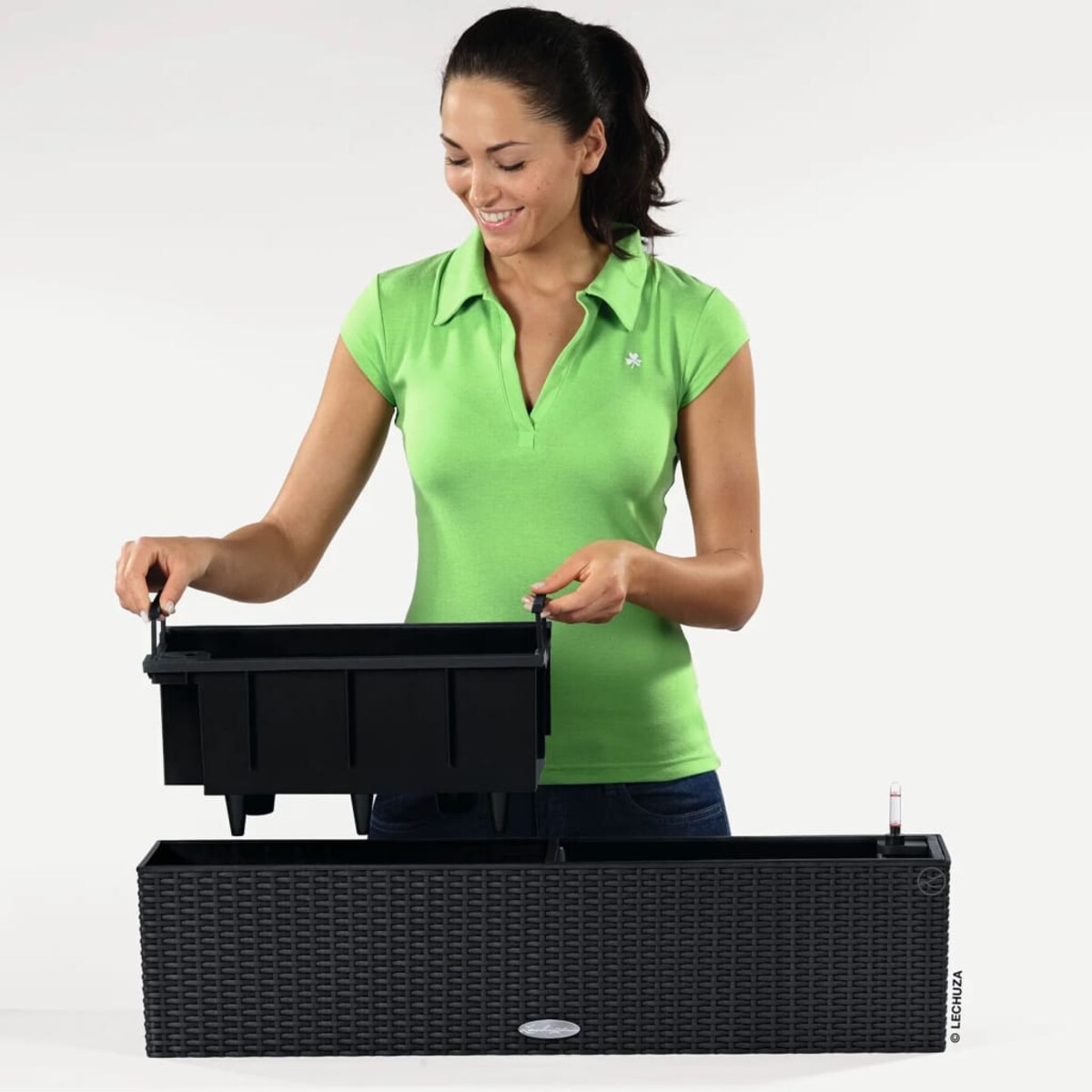 LECHUZA Doniczka BALCONERA Cottage 80 ALL-IN-ONE, kolor granitu