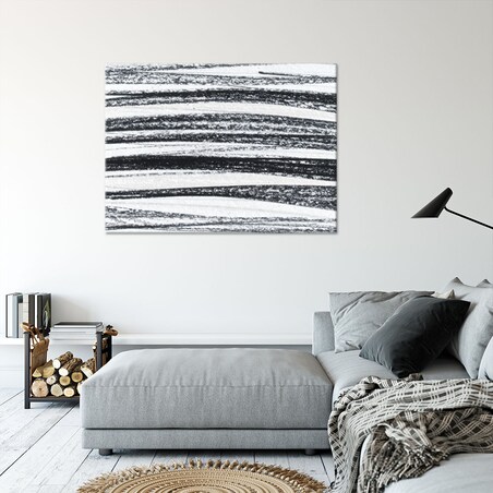Obraz czarno biały do salonu sypialni biura, Poziome linie Abstrakcja 100x70 cm