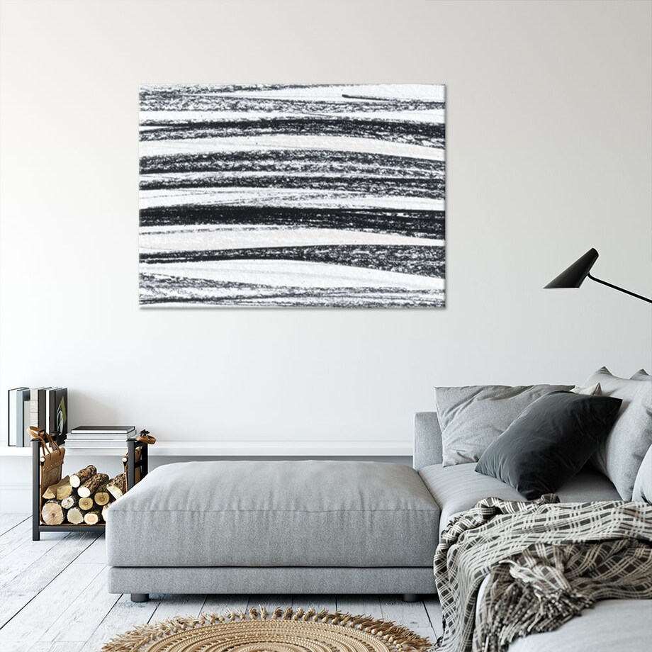 Obraz czarno biały do salonu sypialni biura, Poziome linie Abstrakcja 100x70 cm