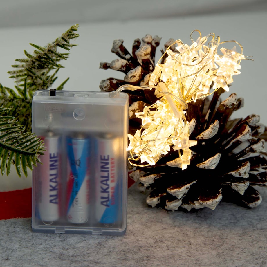 Lampki Druciki Gwiazdki 40 Led Dekoracja Na Boże Narodzenie Ciepły Biały