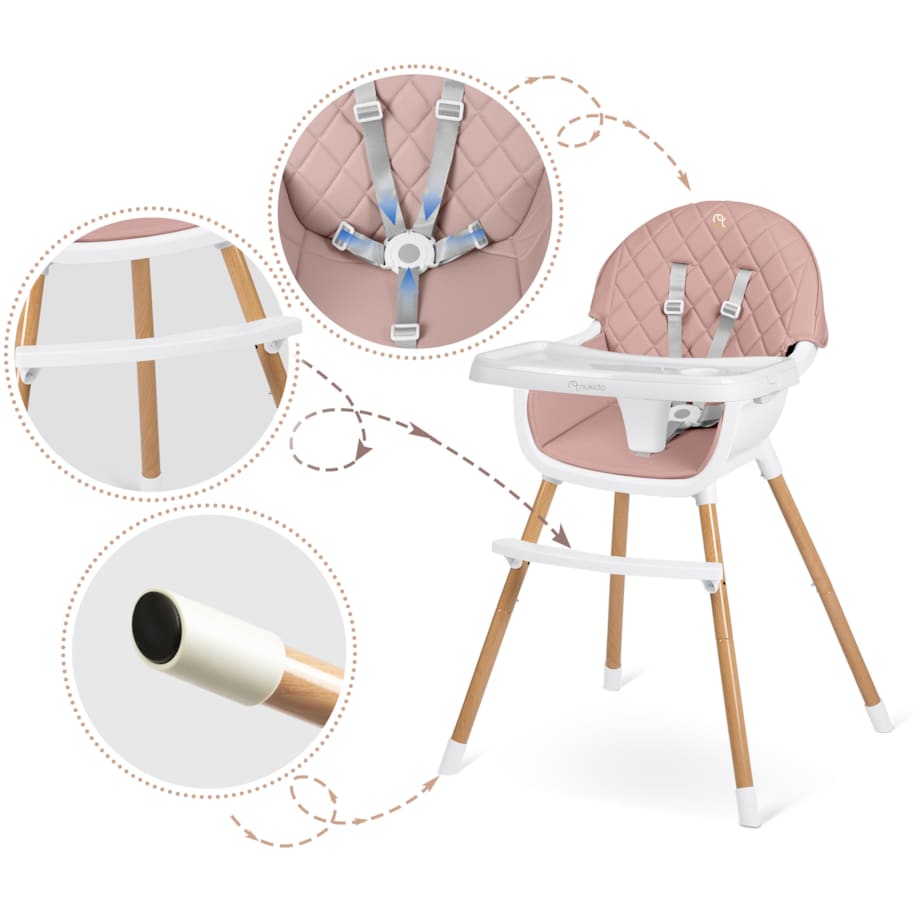 Krzesełko do karmienia dla dzieci fotelik 3w1 tacka Nukido