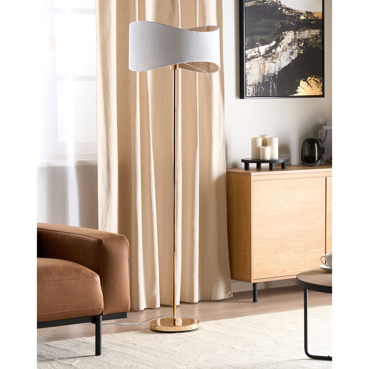 Lampa podłogowa metalowa złota CALVILLO