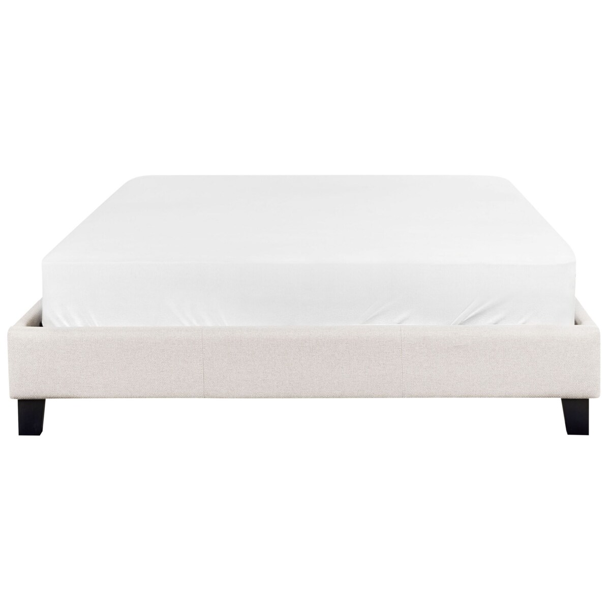 Łóżko tapicerowane ze stelażem jasnobeżowe 140 x 200 cm ROANNE