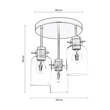 Drewniana Lampa Sufitowa BRITOP Lighting 3xE27 Max.60W Drewno Bukowe Orzechowe FSC z Transparentnym Szkłem, 1 szt.