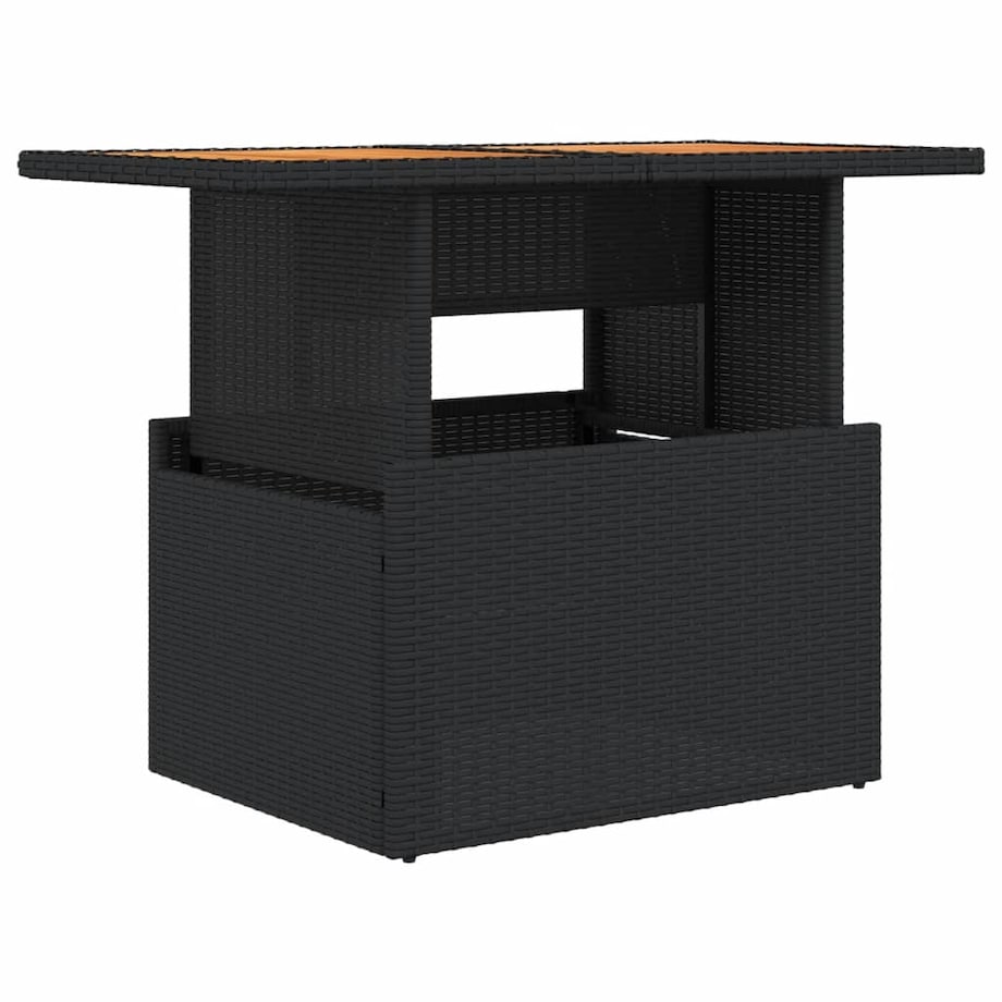 vidaXL Stół ogrodowy, czarny, 100x55x73 cm, polirattan i akacja