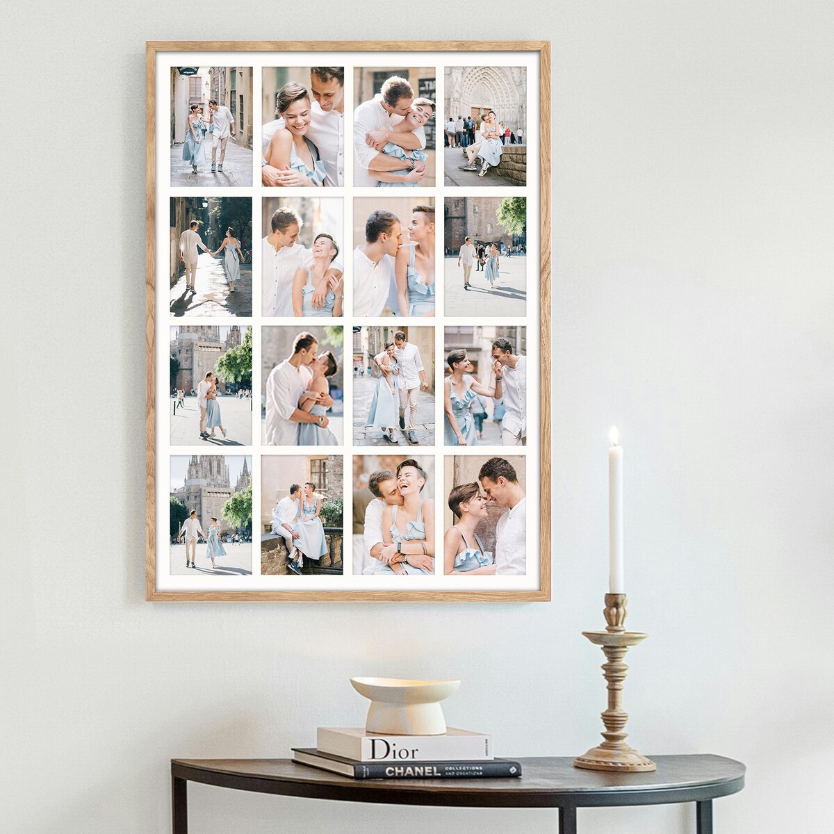 Ramka na zdjęcia 16 zdjęć 10x15 cm rama kolor dębowy foto galeria 50x70 cm kolaż FRAMAI®