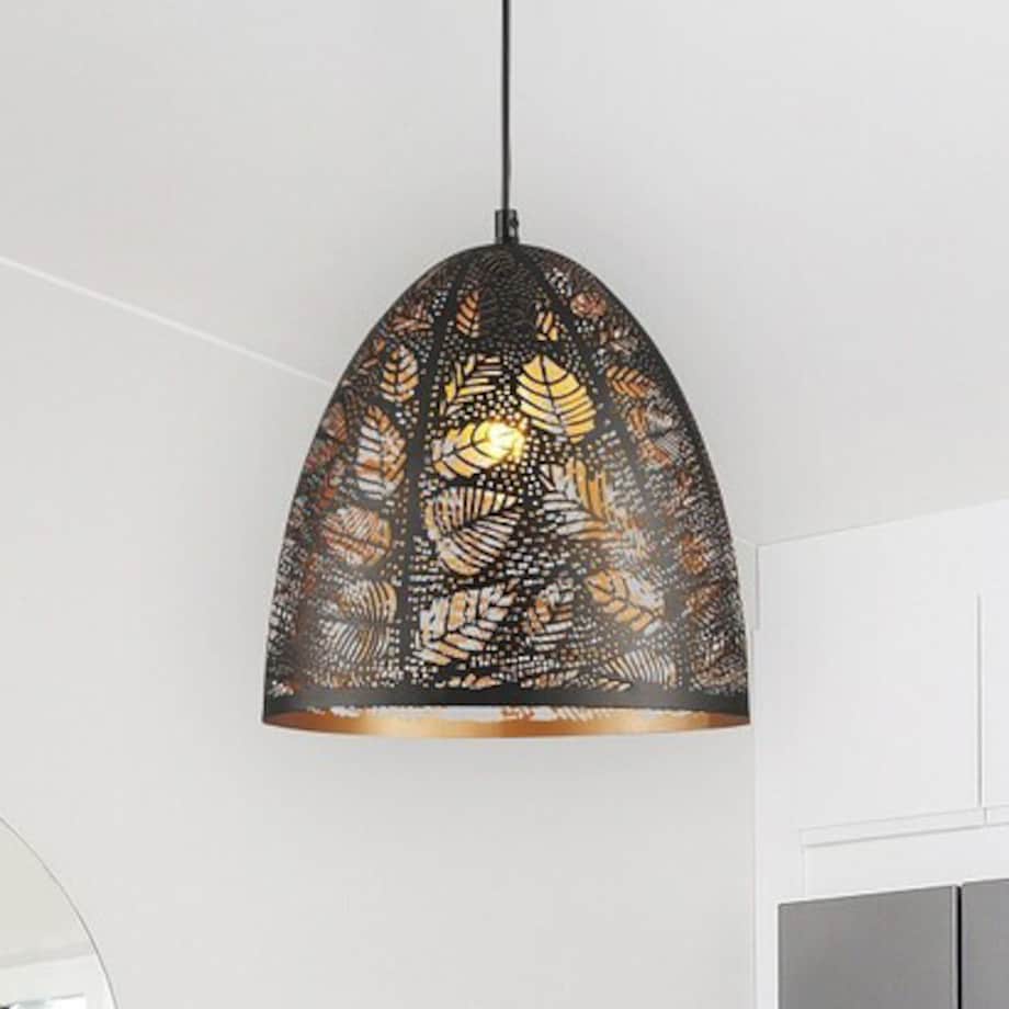 LAMPA wisząca MANORCA 2277 Rabalux metalowa OPRAWA orientalny ZWIS liście vintage czarny złoty
