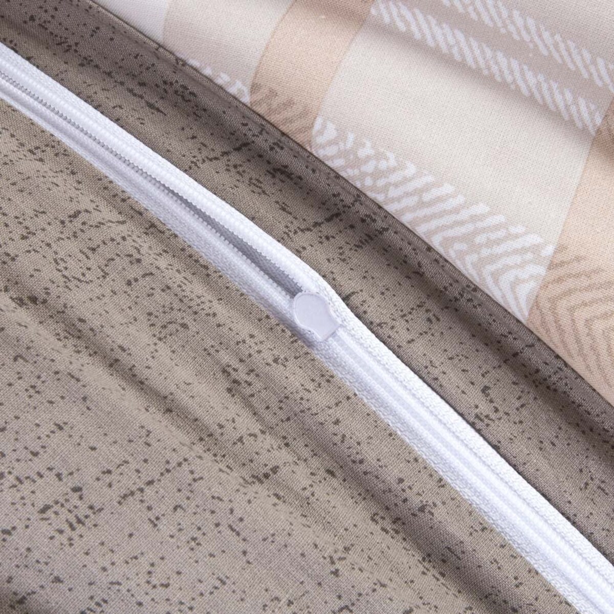 Pościel bawełniana 180x200 Linea w beżowe pasy i kratkę, Cottonlove